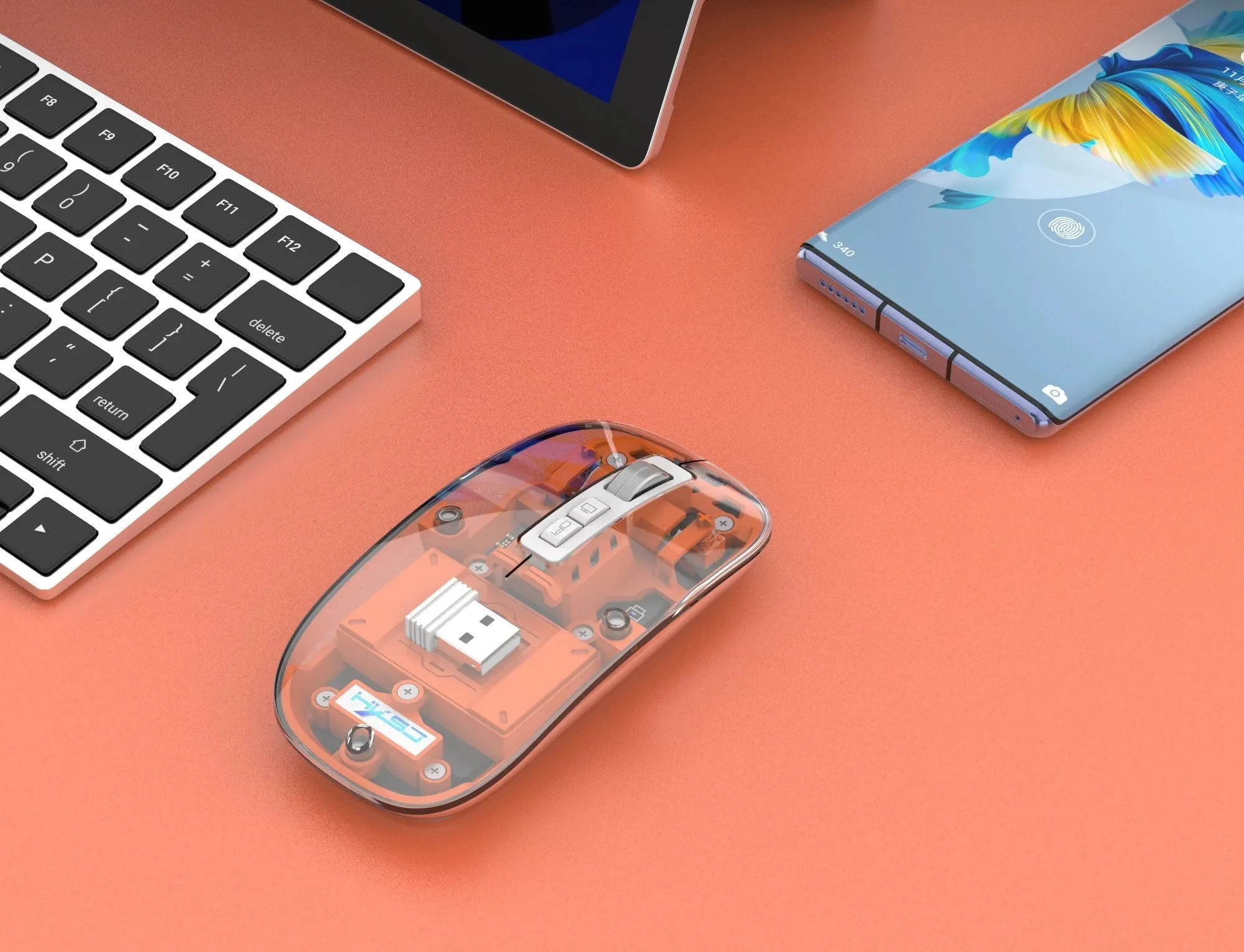 Tri-Mode Bluetooth Transparent Gaming Mouse – RGB Wireless Rechargeable Mouse with 2.4G & Dual Bluetooth for PC and Laptop
