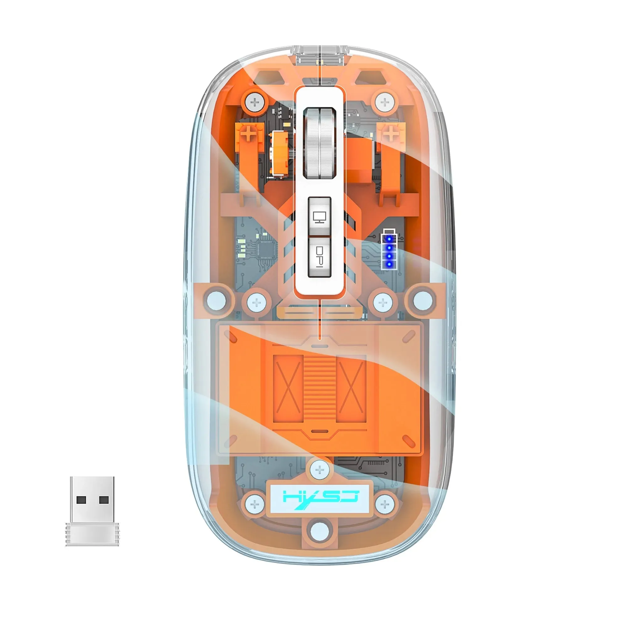 Tri-Mode Bluetooth Transparent Gaming Mouse – RGB Wireless Rechargeable Mouse with 2.4G & Dual Bluetooth for PC and Laptop
