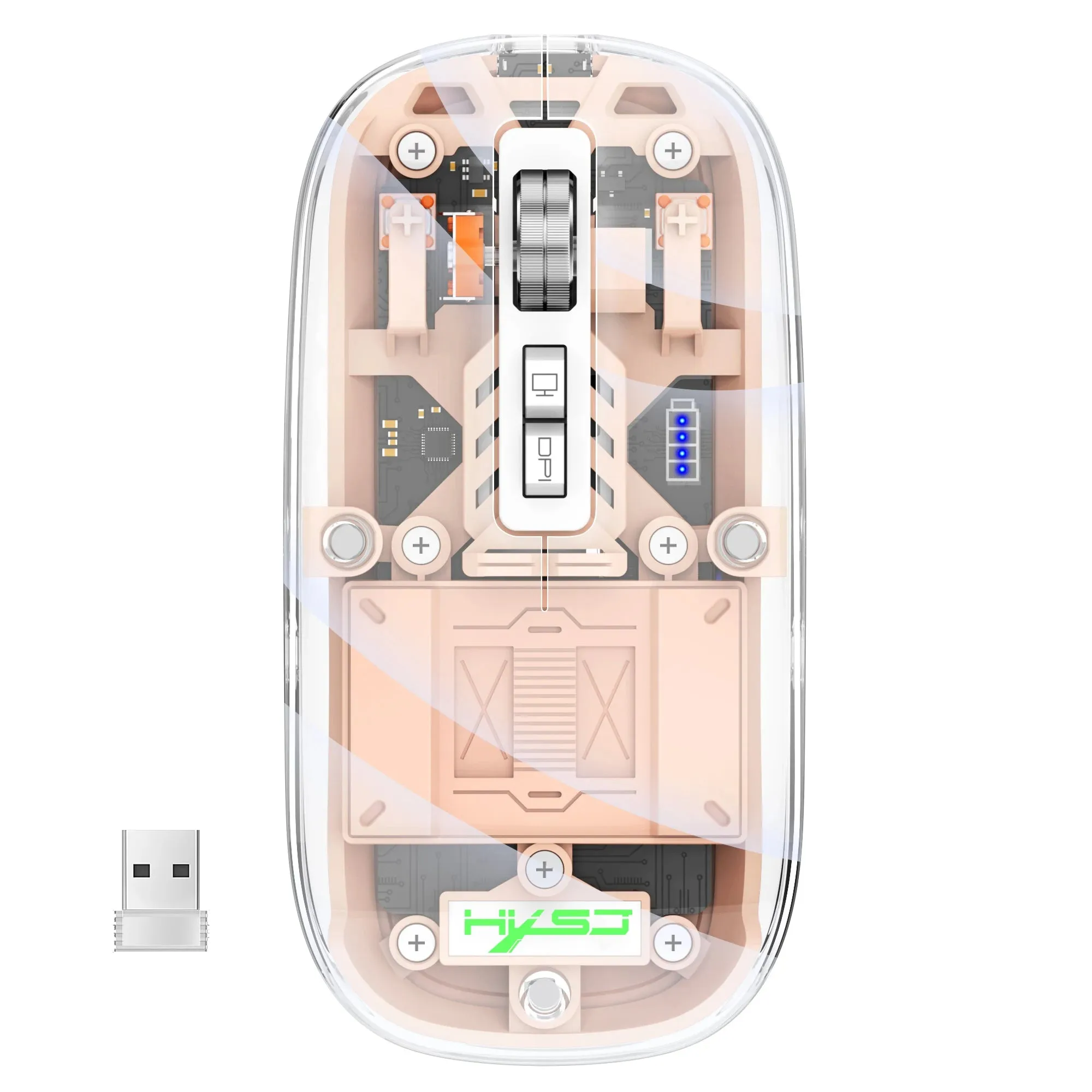 Tri-Mode Bluetooth Transparent Gaming Mouse – RGB Wireless Rechargeable Mouse with 2.4G & Dual Bluetooth for PC and Laptop