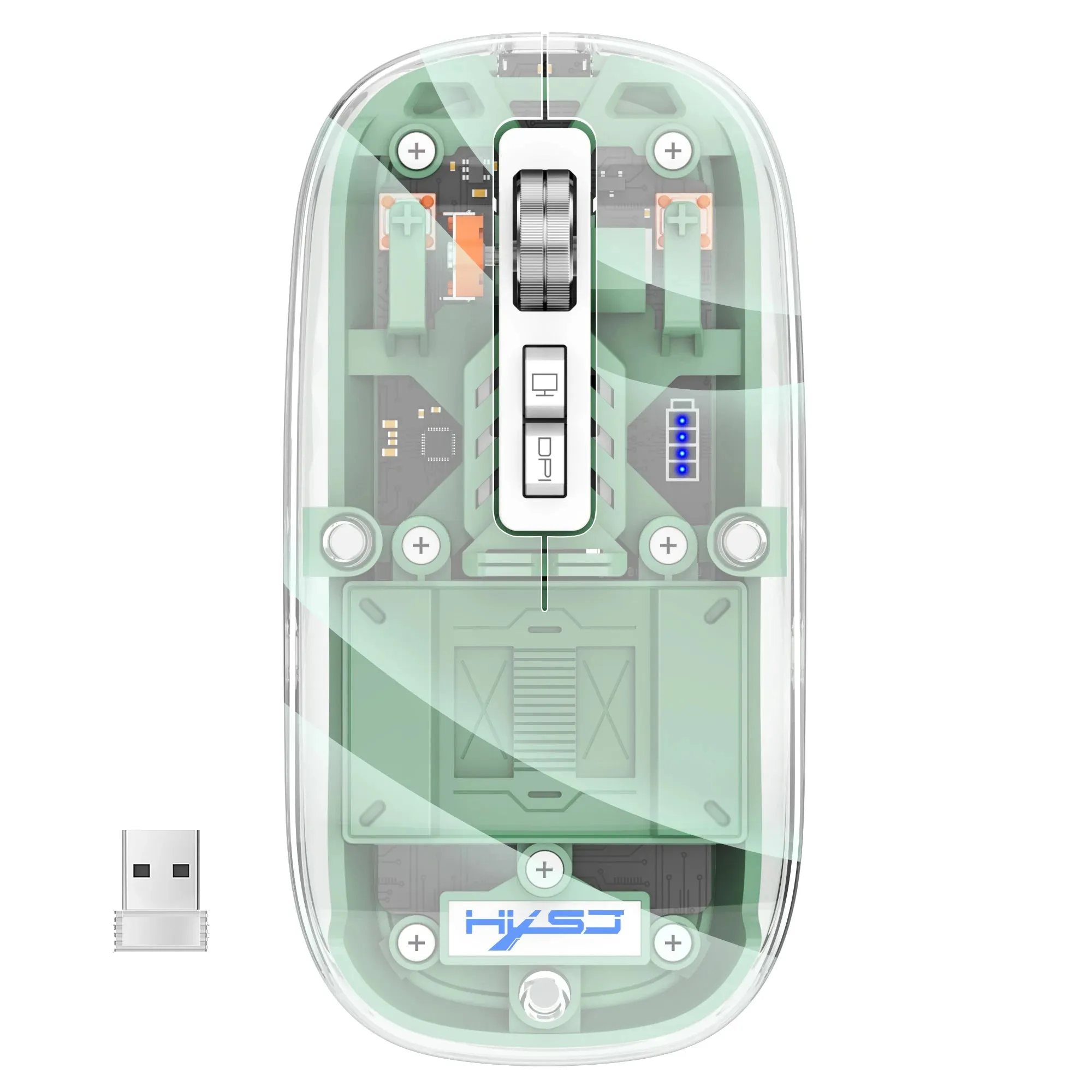 Tri-Mode Bluetooth Transparent Gaming Mouse – RGB Wireless Rechargeable Mouse with 2.4G & Dual Bluetooth for PC and Laptop