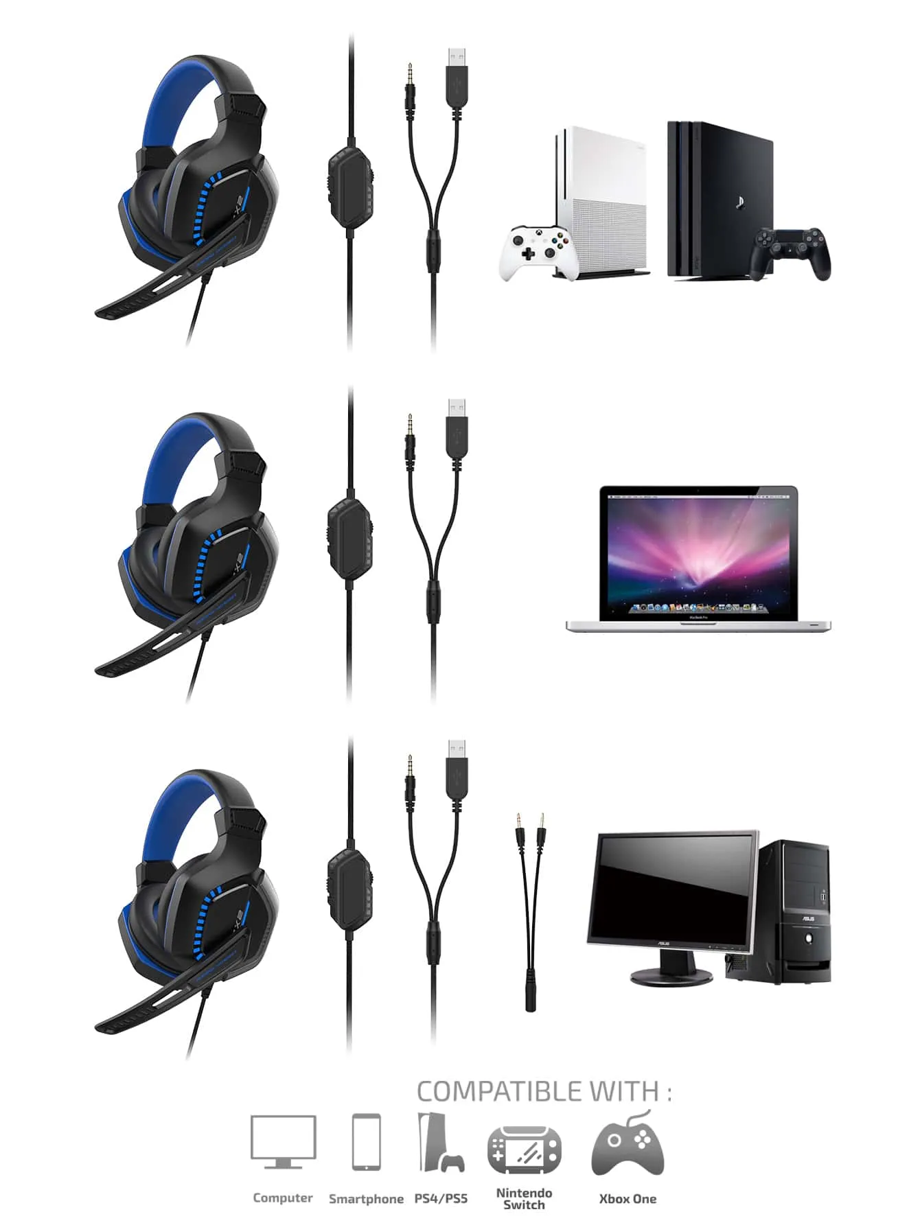 Unique Design Comfortable Headset Led Gaming Headphones