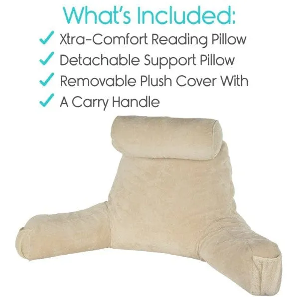 Vive Health Upright Reading Pillow with Cup Holder & Pockets