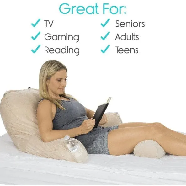 Vive Health Upright Reading Pillow with Cup Holder & Pockets
