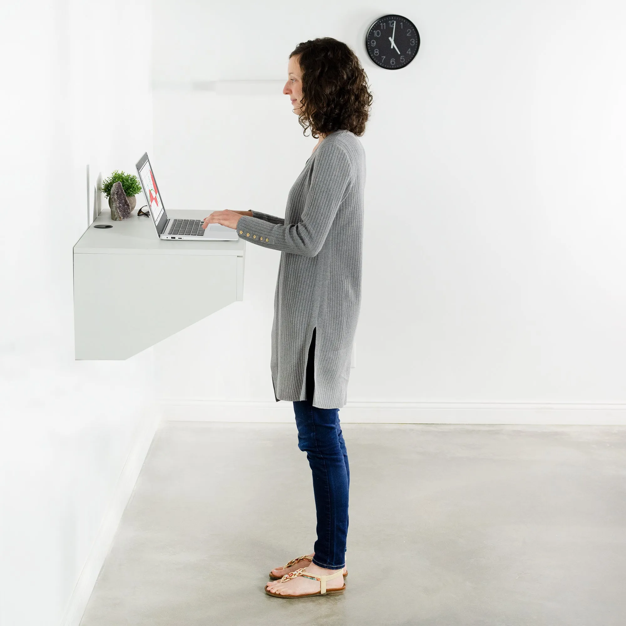 White Wall Mounted 28” Desk with Drawer