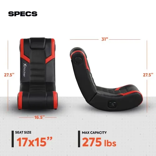 X Rocker Eclipse Video Gaming Floor Chair, Headrest Mounted Speakers, 2.0 Bluetooth, Wireless, 5111801, 31" x 28" x 17", Amazon Exclusive, Black and Red