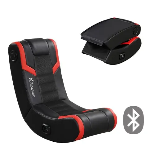 X Rocker Eclipse Video Gaming Floor Chair, Headrest Mounted Speakers, 2.0 Bluetooth, Wireless, 5111801, 31" x 28" x 17", Amazon Exclusive, Black and Red