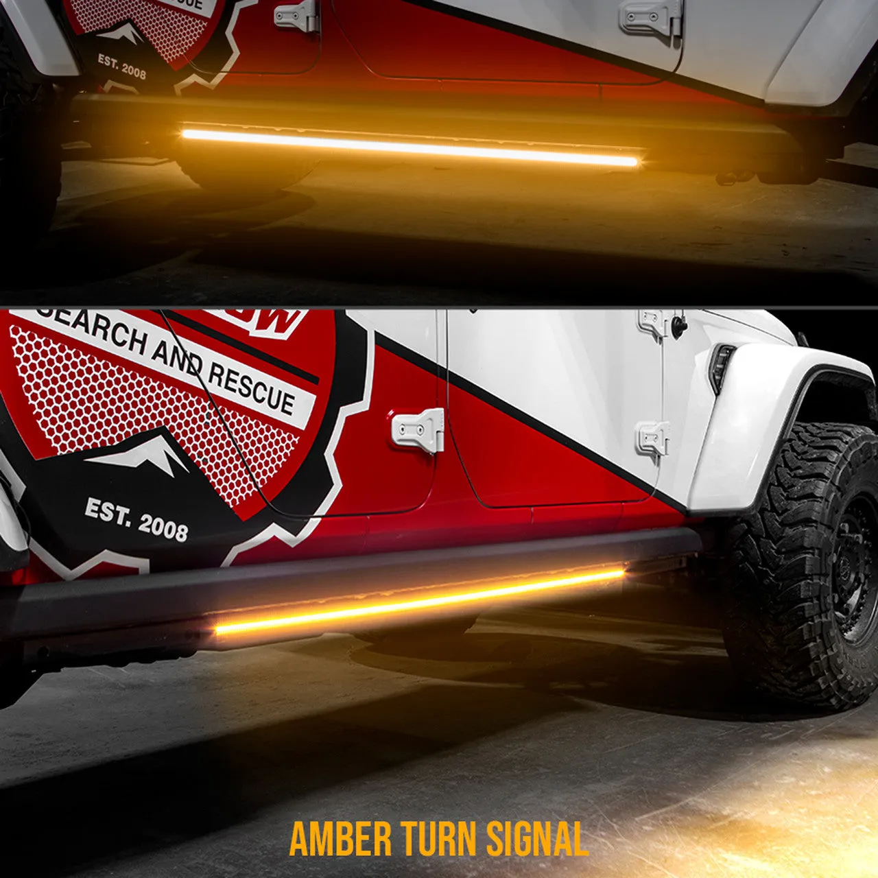 XKGLOW 48/60INCH WHITE AMBER RUNNING BOARD STEP LED LIGHT BAR WITH TURN SIGNAL