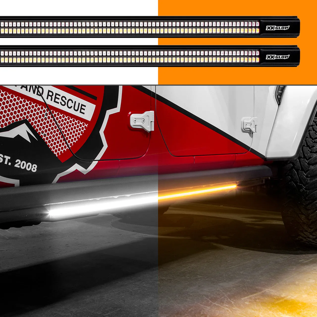 XKGLOW 48/60INCH WHITE AMBER RUNNING BOARD STEP LED LIGHT BAR WITH TURN SIGNAL